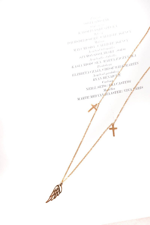 Dámský Zlatý Náhrdelník Křídlo Kříž Ophelia