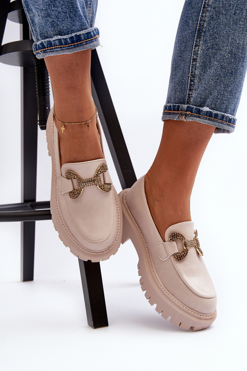 Dámske mokasíny s ozdobou svetlo béžové Gargi