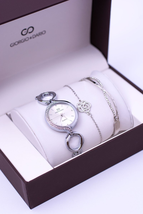 Giorgio Dario Set Silver Watch Cystém Dva náramky