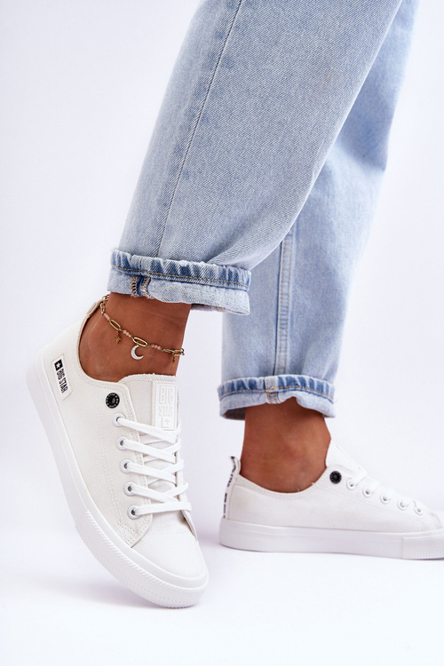 Dámska nízka látka veľká hviezda KK274008 Biele tenisky