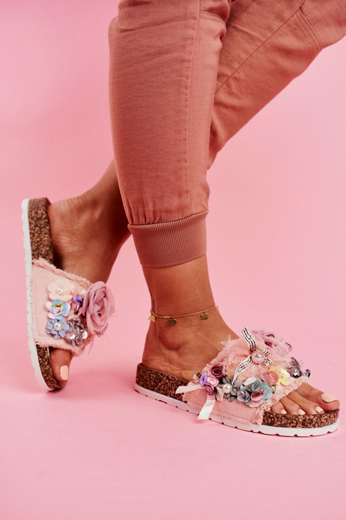 Žabky žabky s kvetmi ružová Enrissa