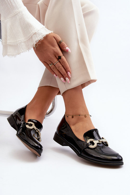 Zazoo 2880 Dámske Lakované Mokasíny S Ozdobou Čierne