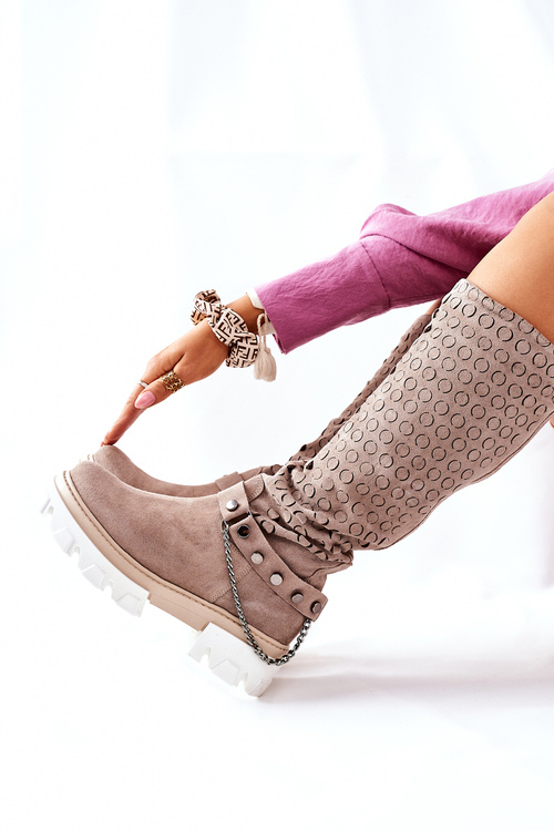 Dámske kožené topánky Lewski Cappuccino semiš 2866