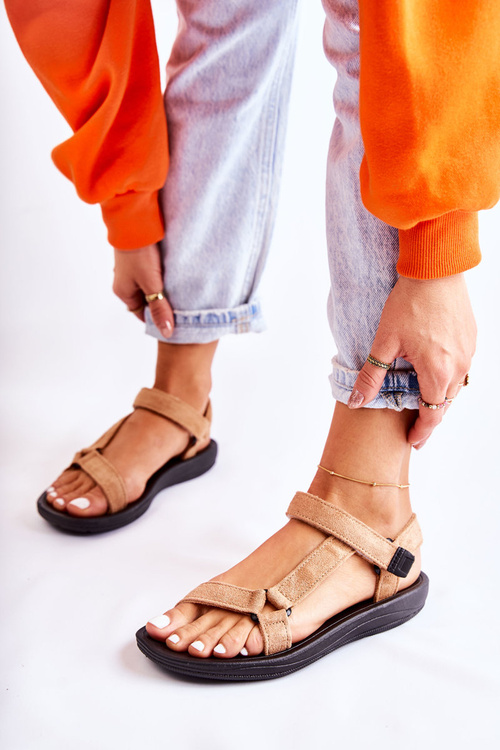 Dámske semišové športové sandále Dark -BEIGE Harris