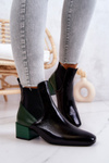 Kožené topánky na čiernom a zelenom kaileyovom post