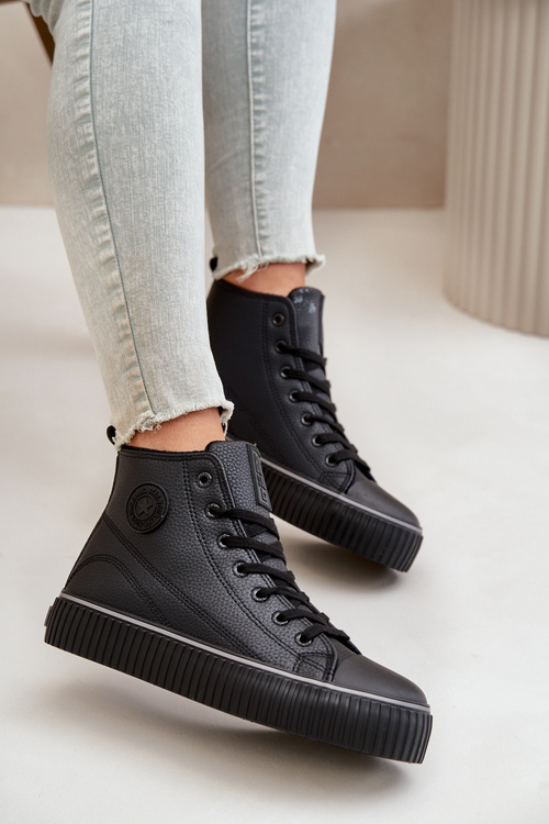 Dámské Zateplené Tenisky Z Eko Kůže Big Star OO274790 Černé