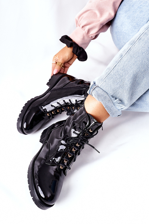 Ženské topánky lakované čierna maniana