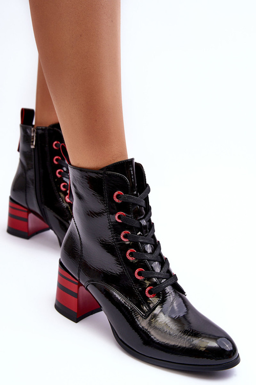 Lakované Boty Na Podpatku Černé SBarski MR870-49