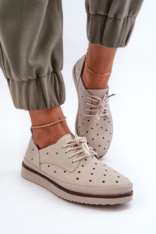 Bílé dámské kožené polobotky S.Barski LR182