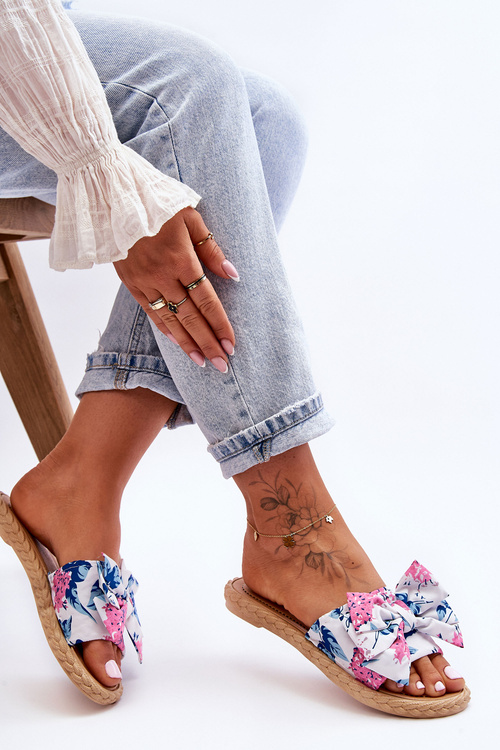 Dámské Pantofle S Látkovou Mašlí Bíle Blossom