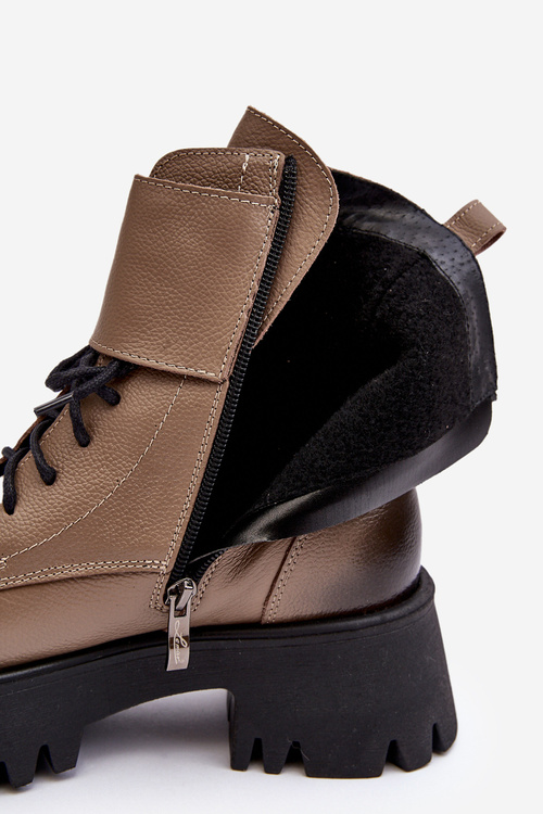 Kožené Workery Botky Dámské Béžové Lemar Anceria