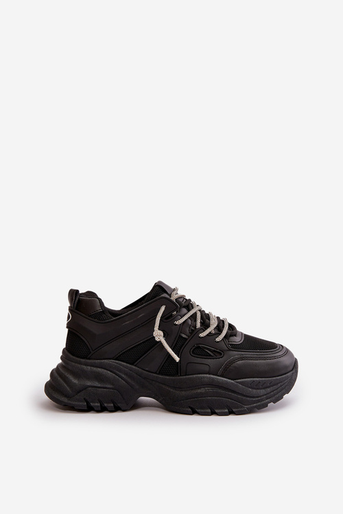 Dámské tenisky na masivní podešvi s ozdobným šněrováním černé Relissa