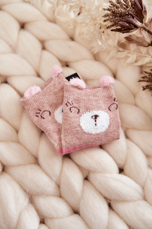 dětské pruhované ponožky s medvídkem Béžové