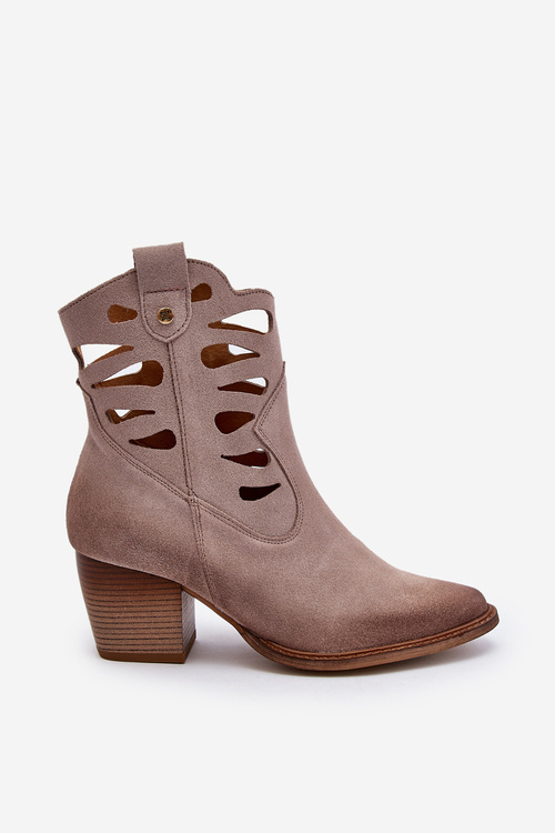 Kožené boty s výstřihy Maciejka 06412-04 Beige