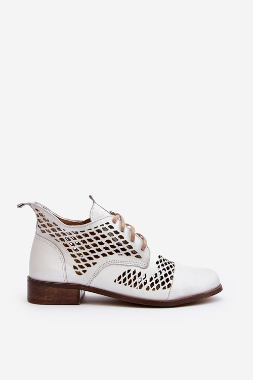 Kožené vyrezávané topánky Zazoo 2704 Biele