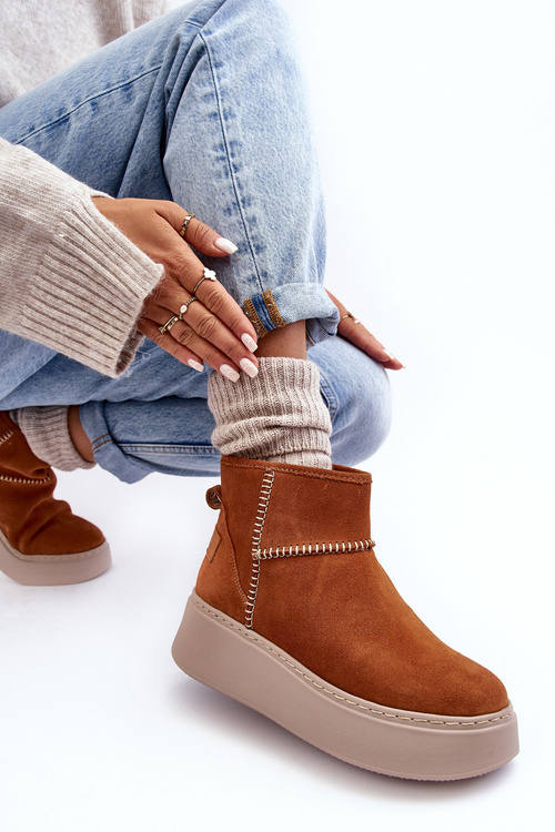 Dámske semišové snehové topánky Maciejka 06257-29 Brown