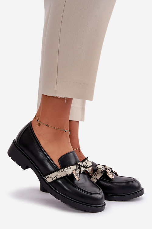 Kožené Dámské Polobotky Mokasíny Černé S.Barski HY42-330