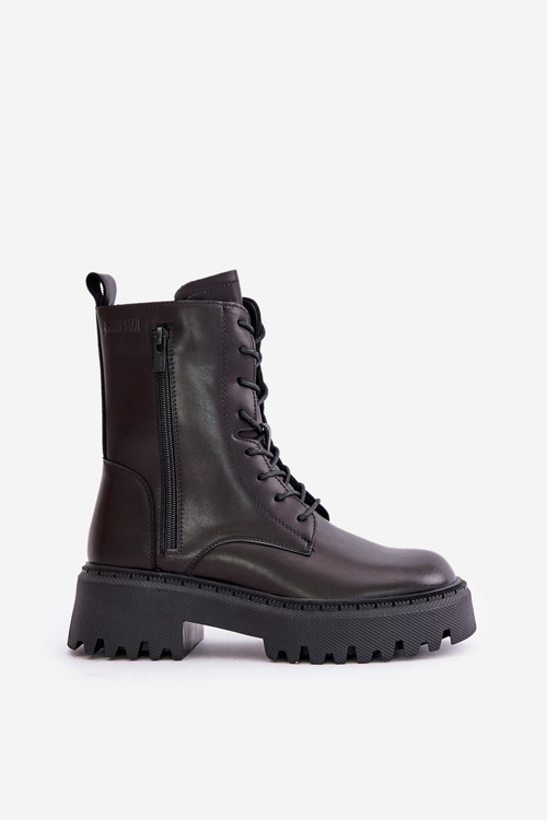 Kožené Zateplené Čižmy Pracovné Dámske Big Star OO274A387 Čierne