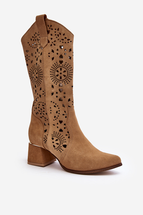 Semišové prolamované boty Lewski Shoes 3171 Béžove