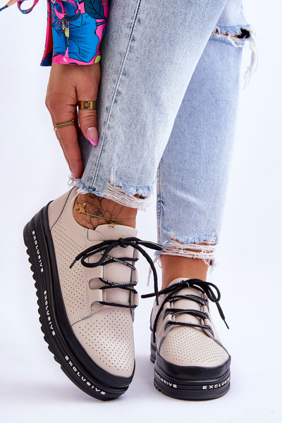 Leonor Openwork Leather Sports Shoe Leonor