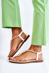 Módne sandále flip -flops s perlami biela Isalia
