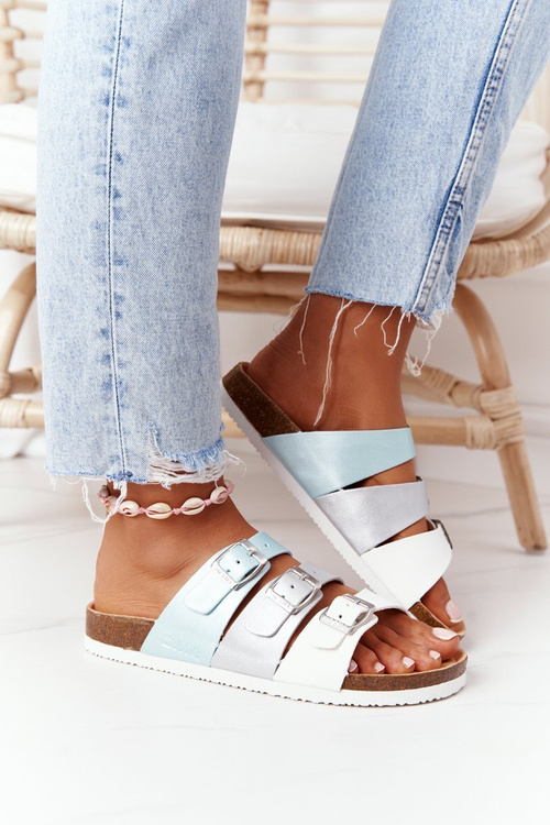 Kožené Profilované Nazouváky Big Star HH274587 Tyrkysové-Stříbrné