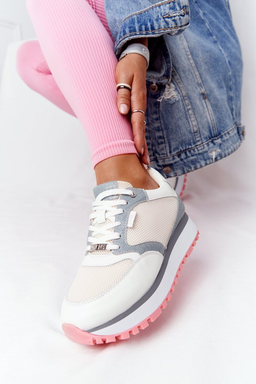 Kožené športové topánky na platforme Goe HH2N4008 biela