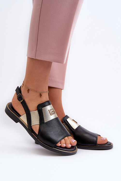 Zazoo 40385 Dámské Kožené Sandály Černé