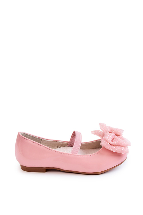 Dětské lakované balerínky s mašlí růžove Zolly