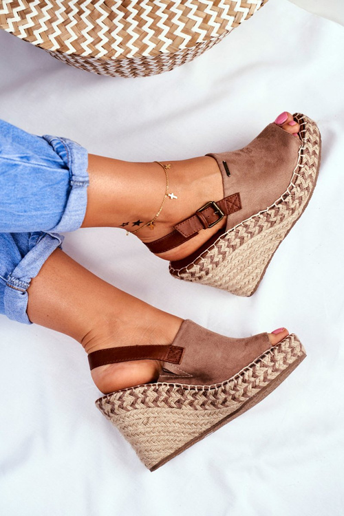 Dámske sandále na klinoch veľkej hviezdy béžovej ff274982