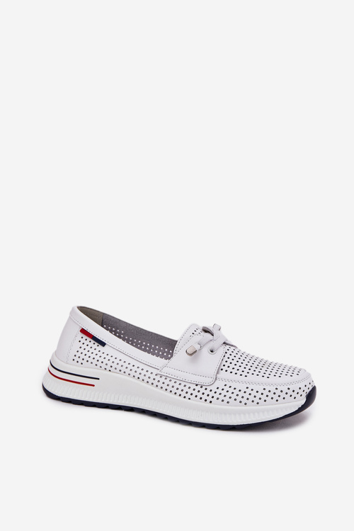 Kožené dámské polobotky na platformě bílé Violeth