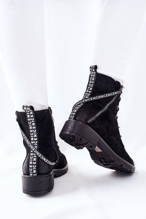 Dámské Kotníkové Ploché Workery Boty Cerne Goorey