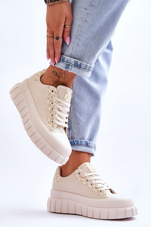 Dámské kožené tenisky na platformě Béžové Alison