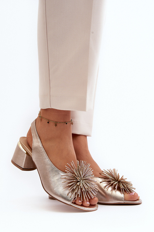 Kožené sandály s ozdobou Laura Messi 2719 Zlaté