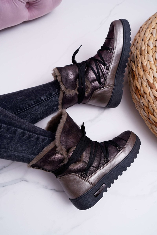 Dámské Sněhule Zateplené Kožešinou tmavě šedé Fereni