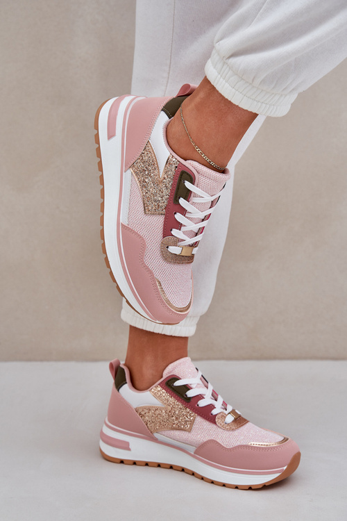 Lesklé Dámske Športové Topánky Ružové Leesema