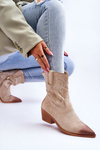 semišové kovbojské boty Béžové Klaira