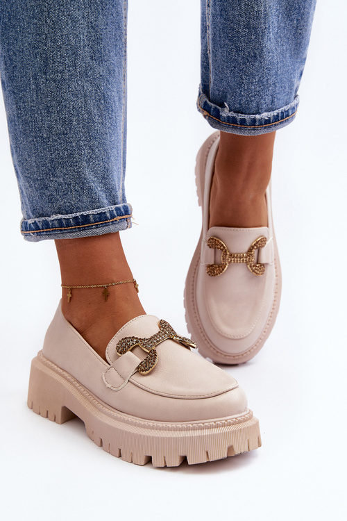 Dámské mokasíny s ozdobou světle béžové Gargi