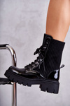 Ženské lakované topánky s čiernou ponožkou Abigail