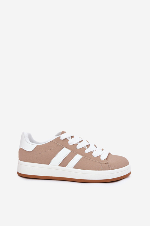 Dámské Sportovní Boty Tenisky Z Eko Kůže Tmavě Béžové Ravina