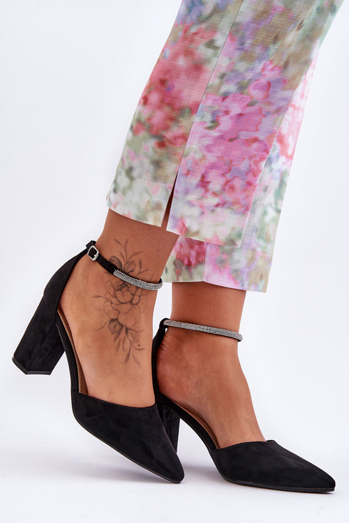 Semišové čerpadlá s zirkónmi čierny diamant