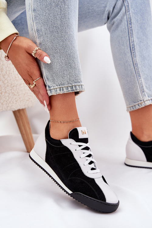 Dámské Kožené Sportovní Boty Laura Messi 2935 Černé