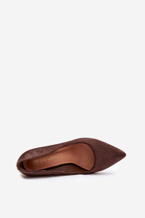 semišové lodičky na podpatku Sergio Leone PB216 čokoládové