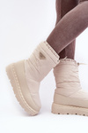 Dámske snehové topánky na hustom jedinom svetle béžovej béžovej lurea