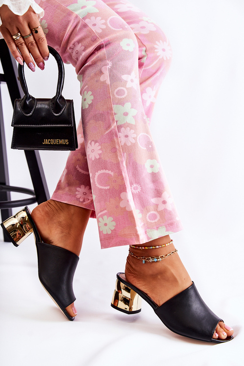 Čierne dámske päty kože Perry