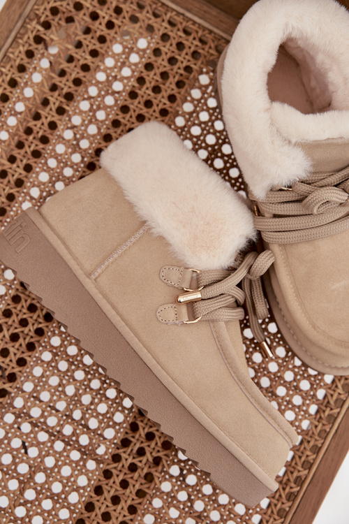 Ženské sněhule z přírodního semiše D.Franklin DFSH375006 světle béžové