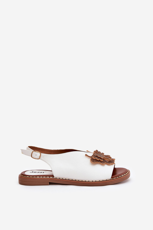 Dámské Sandály Na Plochém Podpatku S Ozdobou Bílé Setorina