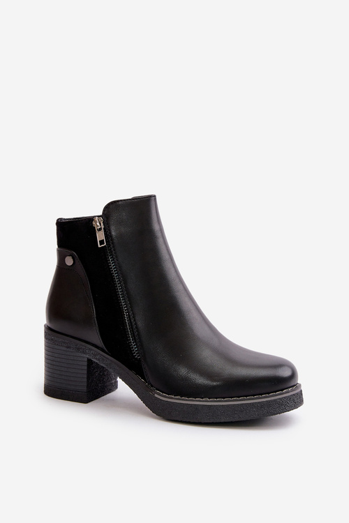 Dámské Botky Z Eko Kůže Na Podpatku Zateplené Černé Revianna