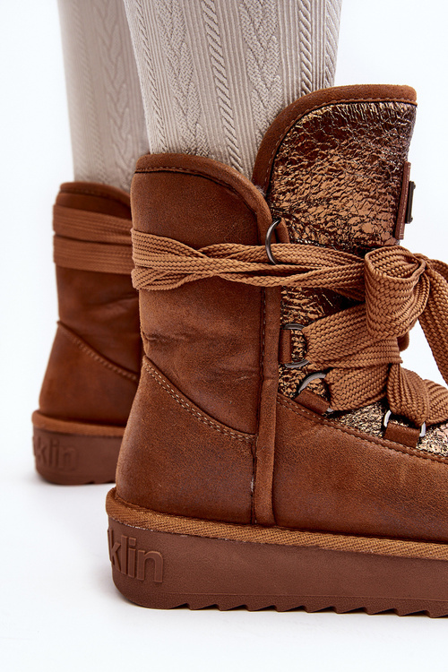 Dámske snehové topánky s viazaním D.Franklin DFSH370006 Brown