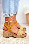 Sandále na pletenej plošine žlté fobi